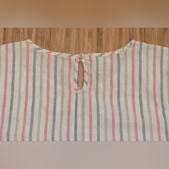 NWOT Van Heusen Striped Linen Ruffle Sleeve Top - Picture 7 of 8